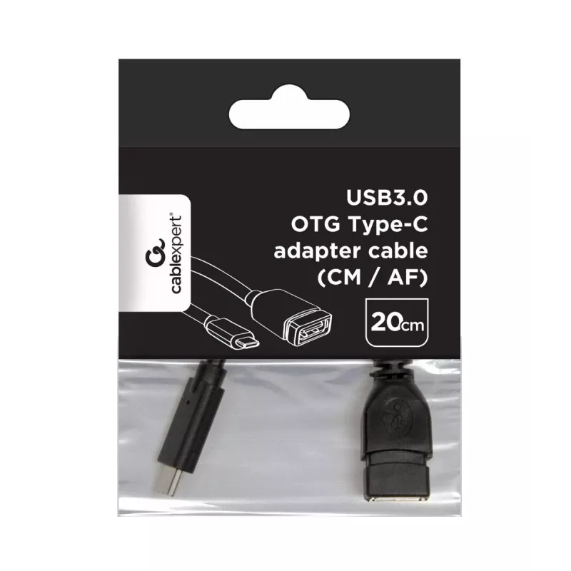 USB laidas Gembird A-OTG-CMAF3-01, USB-C į USB-A, 0,2 m, juodas