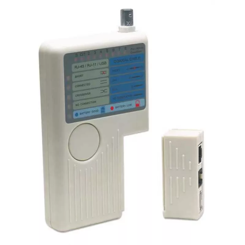 Intellinet 4 viename kabelių testeris, RJ-11, RJ-45, USB ir BNC, vieno mygtuko testas