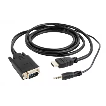 GEMBIRD HDMI į VGA ir garso adapterio kabelis, vieno prievado, 1,8 m - juodas