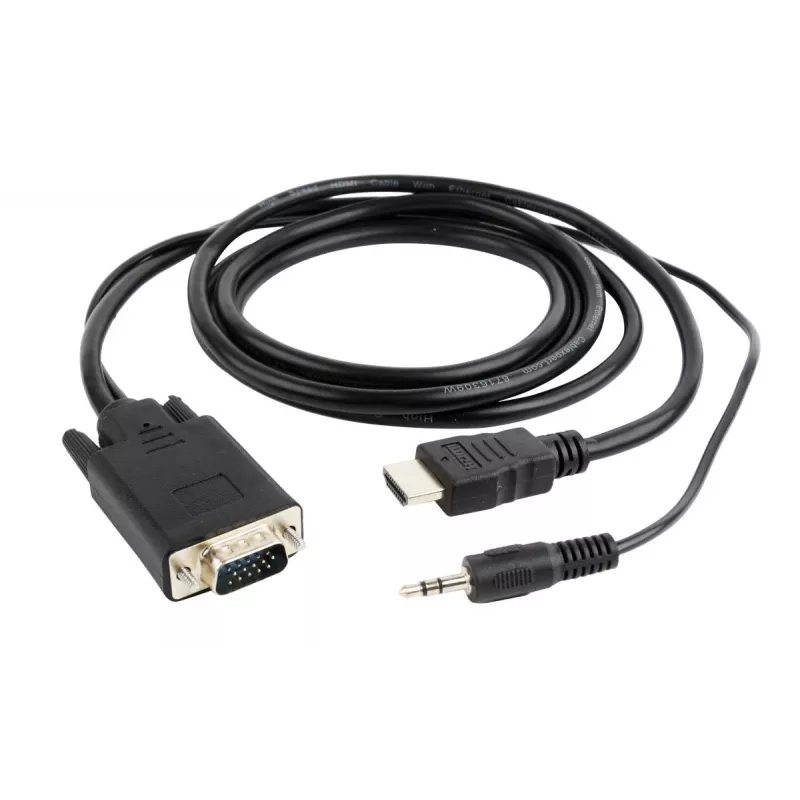 GEMBIRD HDMI į VGA ir garso adapterio laidas, vienas prievadas, 3 m, juodas