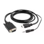 GEMBIRD HDMI į VGA ir garso adapterio laidas, vienas prievadas, 3 m, juodas