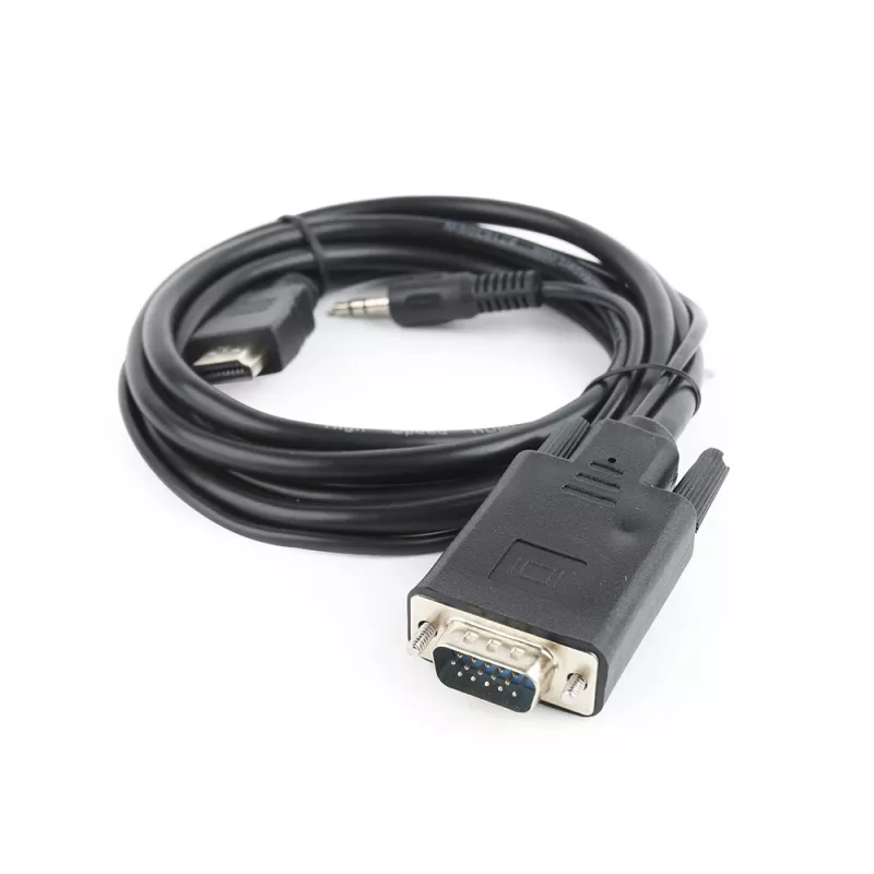 GEMBIRD HDMI į VGA ir garso adapterio laidas, vienas prievadas, 3 m, juodas