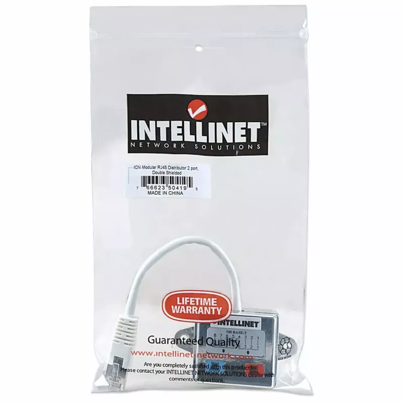 Intellinet 2 prievadų modulinis skirstytuvas, Cat5e, FTP, leidžia dviem RJ45 prievadams dalytis vienu Cat5e tinklo kabeliu