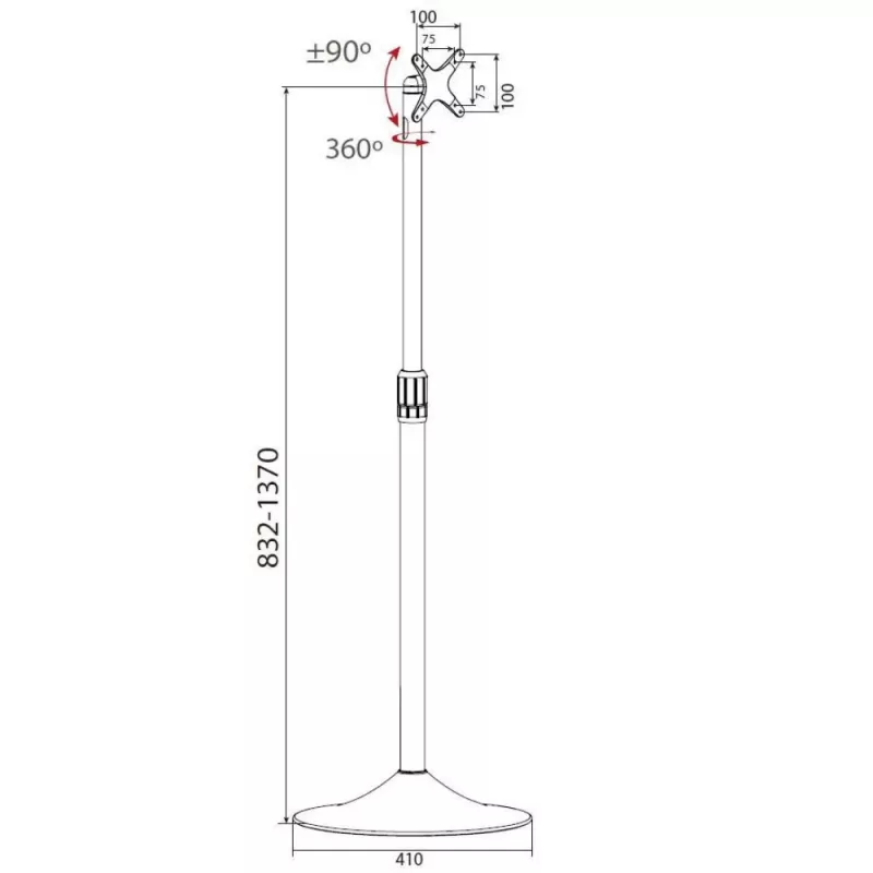 Techly ICA-TR10 televizoriaus stovas 68,6 cm (27 colių) sidabrinis