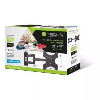 Techly 19-37 col. Sieninis laikiklis LED LCD televizoriui, pasukamas, 3 jungtys, juodas” ICA-LCD 2903