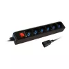 Techly Galia Strip 6 Sockets Juoda with VDE Plug IUPS-PCP-6V
