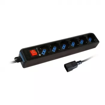 Techly Galia Strip 6 Sockets Juoda with VDE Plug IUPS-PCP-6V