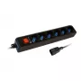 Techly Galia Strip 6 Sockets Juoda with VDE Plug IUPS-PCP-6V