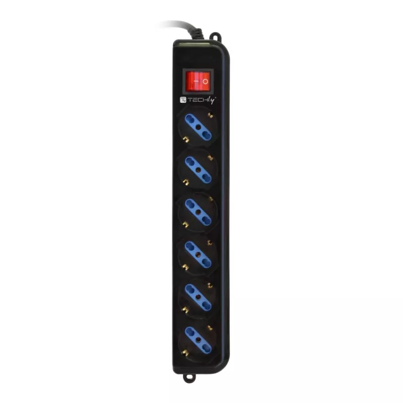 Techly Galia Strip 6 Sockets Juoda with VDE Plug IUPS-PCP-6V