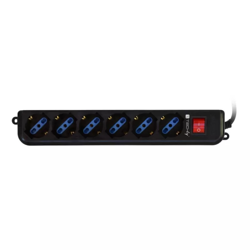 Techly Galia Strip 6 Sockets Juoda with VDE Plug IUPS-PCP-6V