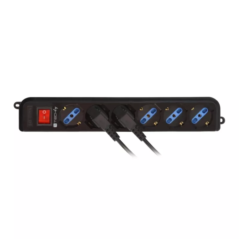 Techly Galia Strip 6 Sockets Juoda with VDE Plug IUPS-PCP-6V