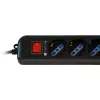 Techly Galia Strip 6 Sockets Juoda with VDE Plug IUPS-PCP-6V