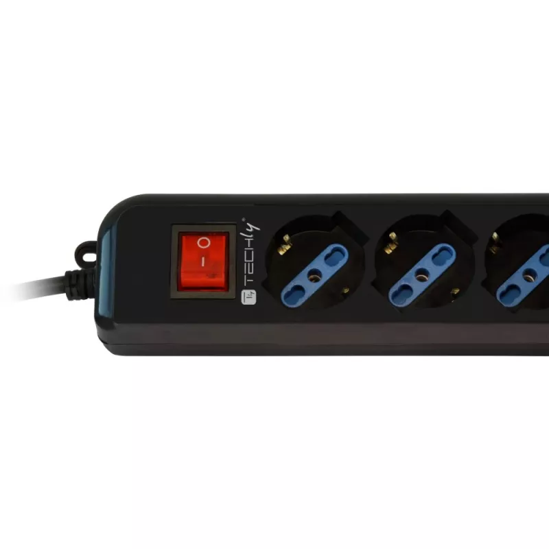 Techly Galia Strip 6 Sockets Juoda with VDE Plug IUPS-PCP-6V