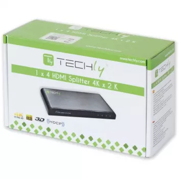 Techly HDMI skirstytuvas 4 krypčių 4K*2K IDATA HDMI-4K4, HDMI, 4x HDMI, 1x HDMI F, 4096 x 2160 pikselių, juoda, 36 bitų