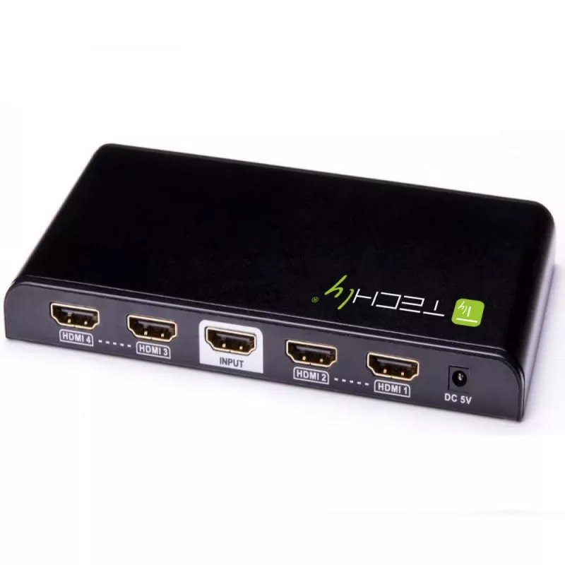 Techly HDMI skirstytuvas 4 krypčių 4K*2K IDATA HDMI-4K4, HDMI, 4x HDMI, 1x HDMI F, 4096 x 2160 pikselių, juoda, 36 bitų
