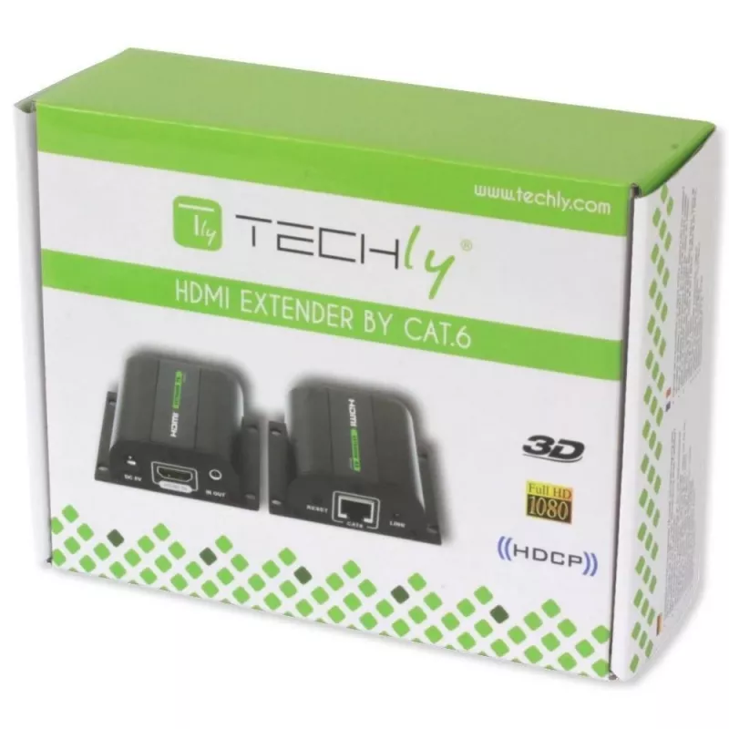 Techly HDMI ilgintuvas Full HD kabeliu Cat.5E / 6 / 6A / 7 iki 60m automatiškai reguliuojamas IDATA EXT-E70I