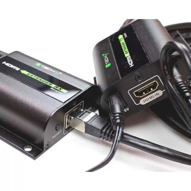 Techly HDMI ilgintuvas Full HD kabeliu Cat.5E / 6 / 6A / 7 iki 60m automatiškai reguliuojamas IDATA EXT-E70I