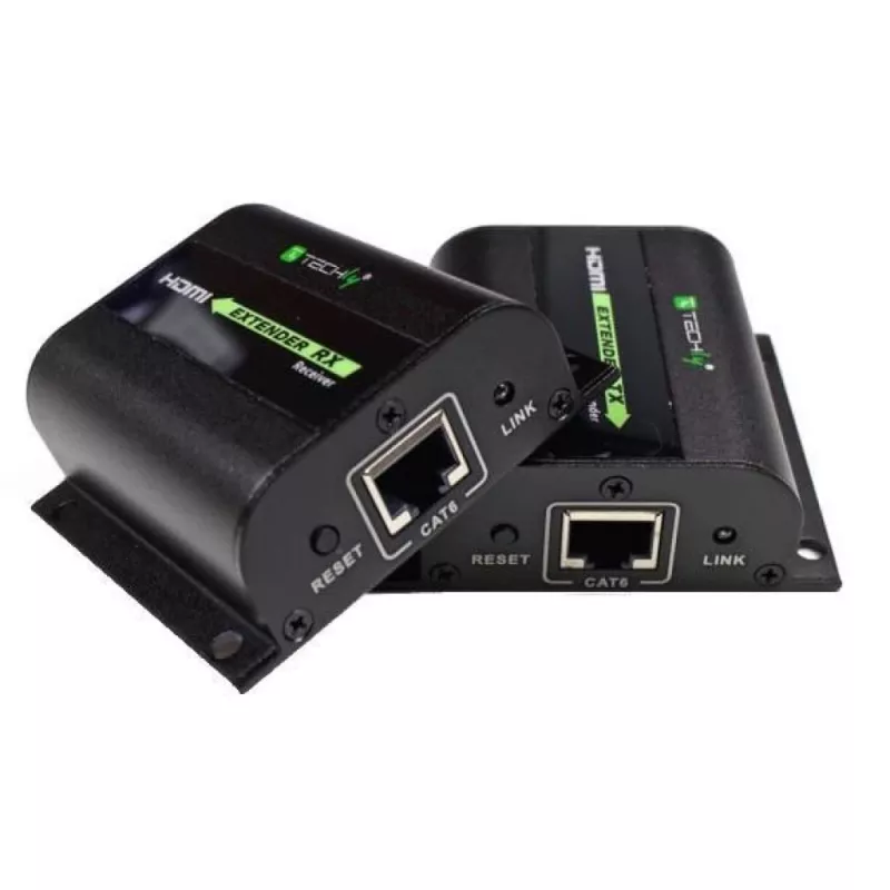 Techly HDMI ilgintuvas Full HD kabeliu Cat.5E / 6 / 6A / 7 iki 60m automatiškai reguliuojamas IDATA EXT-E70I