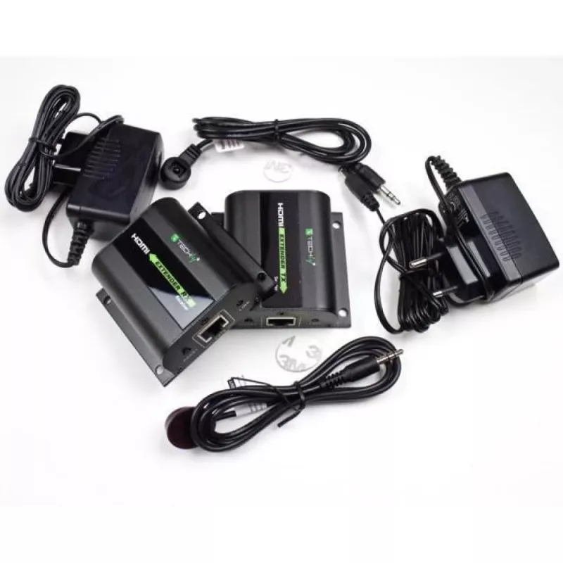 Techly HDMI ilgintuvas Full HD kabeliu Cat.5E / 6 / 6A / 7 iki 60m automatiškai reguliuojamas IDATA EXT-E70I