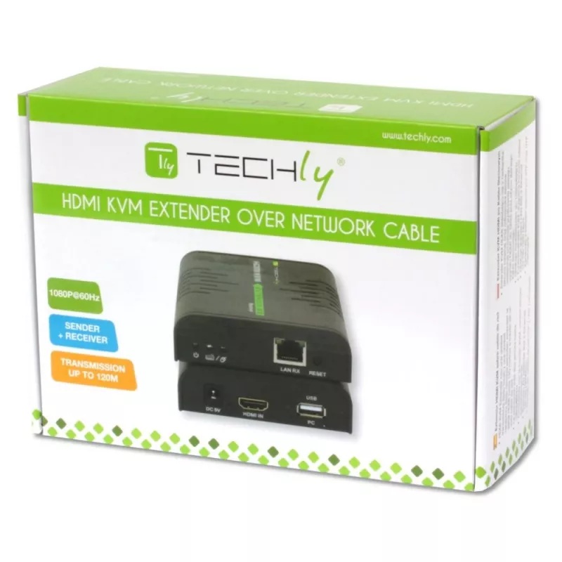 Techly IDATA HDMI-KVM2 KVM plėstuvas Siųstuvas ir imtuvas