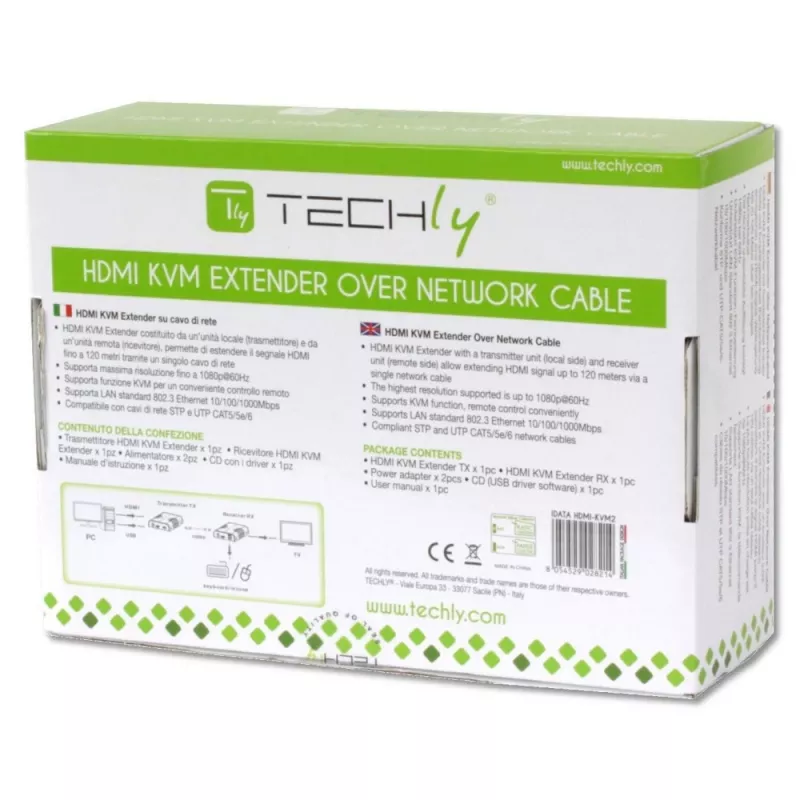 Techly IDATA HDMI-KVM2 KVM plėstuvas Siųstuvas ir imtuvas
