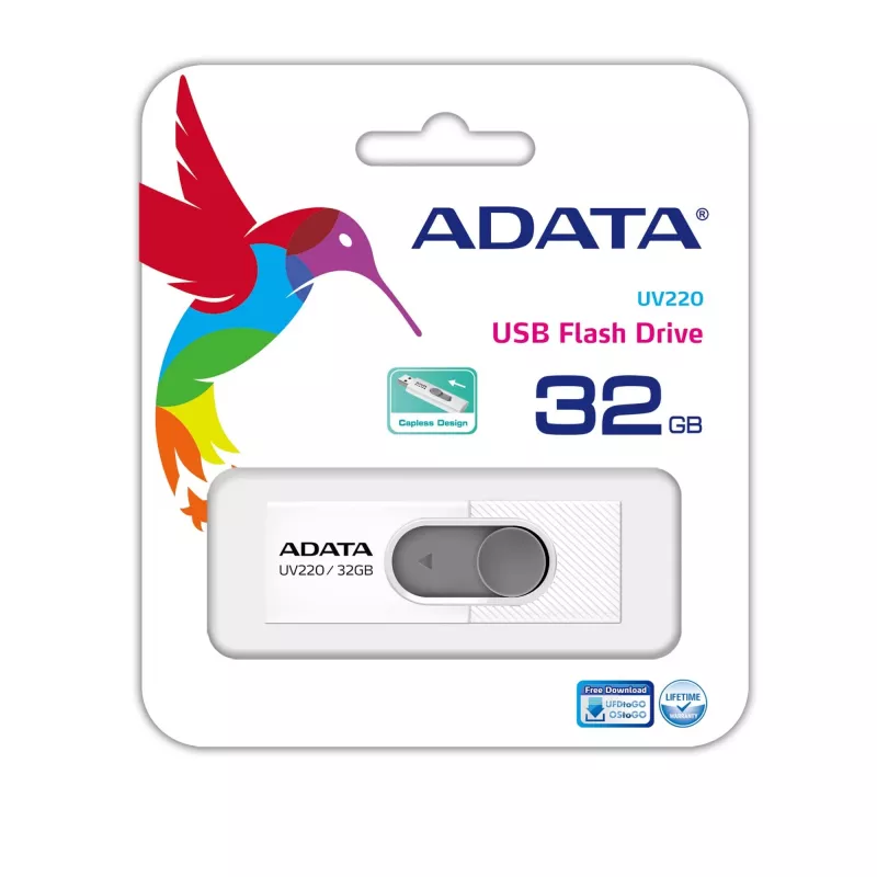 ADATA UV220 USB atmintinė 32 GB USB Type-A 2.0 Pilka, Balta