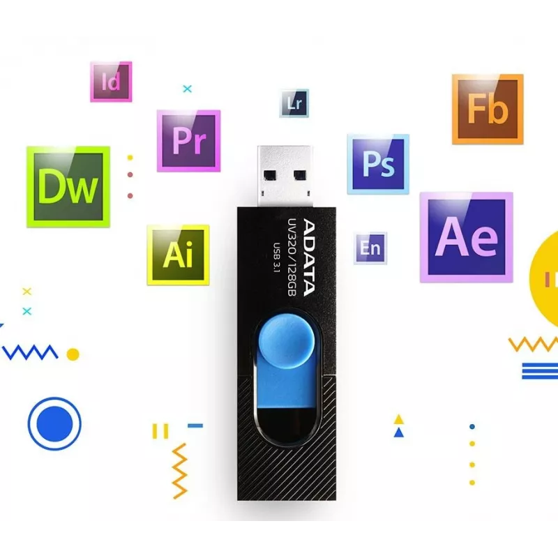 ADATA UV320 USB atmintinė 128 GB USB Type-A 3.2 Gen 1 (3.1 Gen 1) juoda, mėlyna