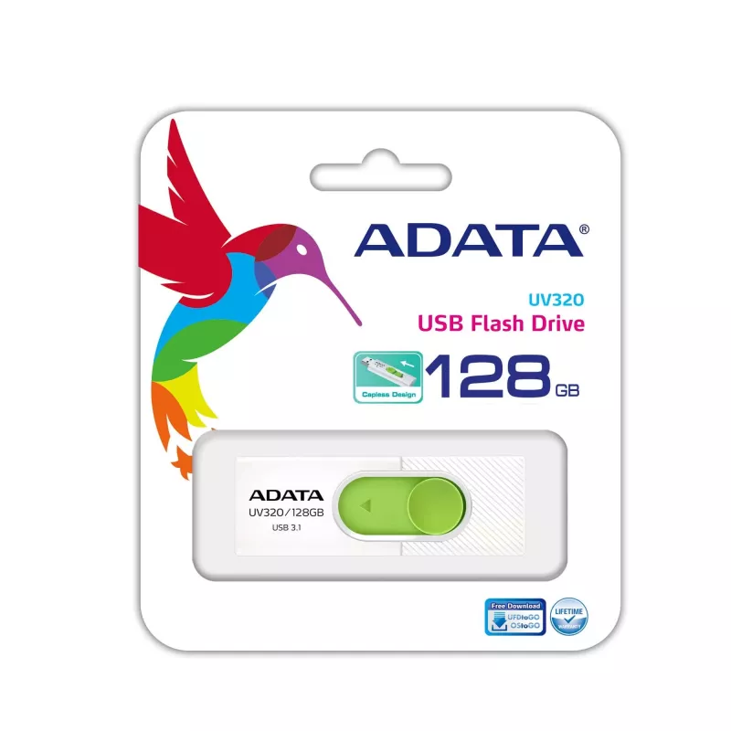 ADATA UV320 USB atmintinė 128 GB USB Type-A 3.2 Gen 1 (3.1 Gen 1) Žalia, Balta