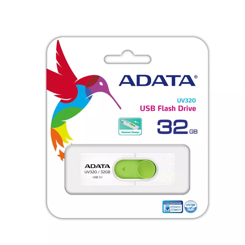 ADATA UV320 USB atmintukė 32 GB USB Type-A 3.2 Gen 1 (3.1 Gen 1) Žalia, Balta