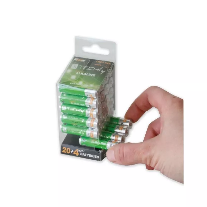 Techly Multipack 24 Baterijos Didelės Galios Mini Stilo AAA Šarminės LR03 1,5 V IBT-KAL-LR03-B24T