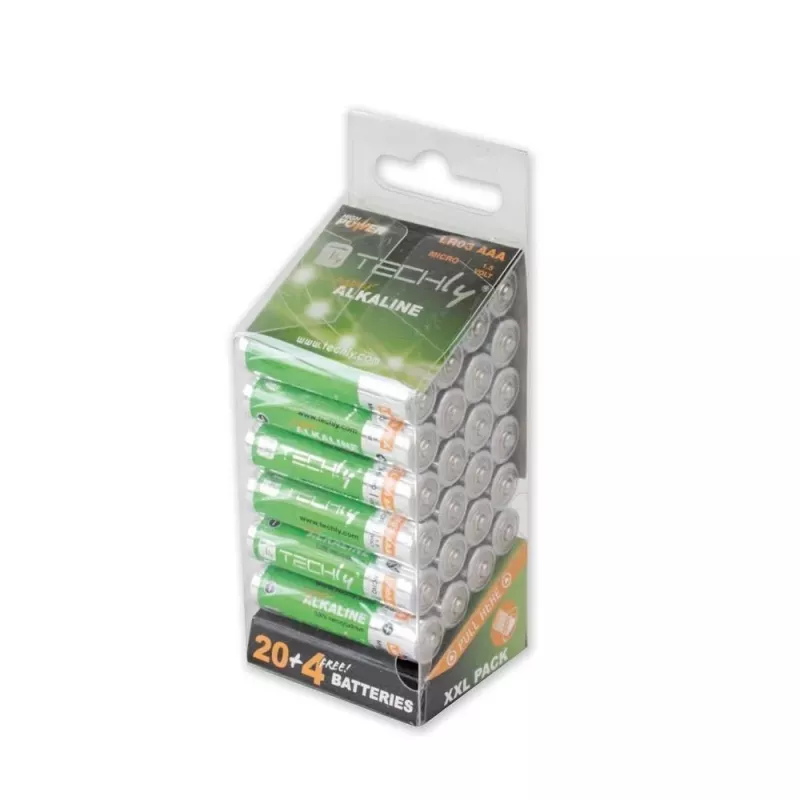 Techly Multipack 24 Baterijos Didelės Galios Mini Stilo AAA Šarminės LR03 1,5 V IBT-KAL-LR03-B24T