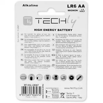 Techly Blister 4 AA šarminės baterijos High Power Stilo LR06 1.5V IBT-KAL-LR06T