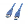 USB A į USB A kabelis LANBERG CA-US3E-10CC-0018-B 1,8 m, USB 3.0, mėlynas, 4800 Mbit/s