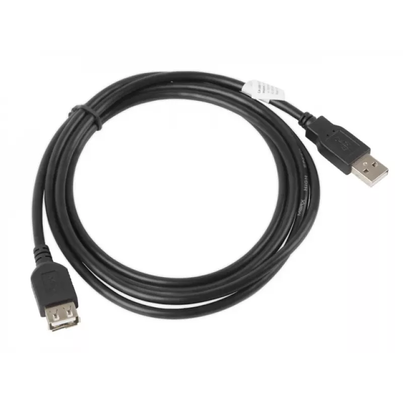 USB A į A kabelis LANBERG CA-USBE-10CC-0018-BK, USB 2.0, 1,8 m, juodas