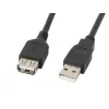 USB A į A kabelis LANBERG CA-USBE-10CC-0018-BK, USB 2.0, 1,8 m, juodas