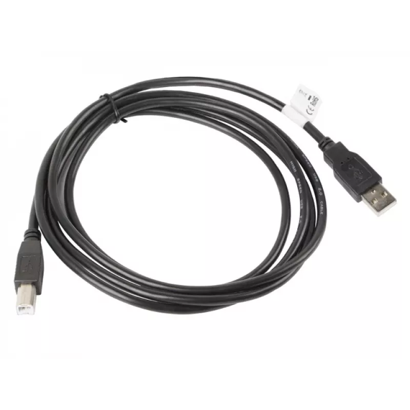 USB 2.0 kabelis LANBERG CA-USBA-10CC-0018-BK — 1,8 m, USB A (kištukas) į USB B (kištukas), juodas