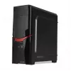 PC korpusas IBOX ORCUS X14 Midi Tower Juoda — ITX/ATX, šoninis langas, raudonas apšvietimas, 3×3,5 col. lizdai, 2×2,5 col. lizdai, 1×5,25 col., USB 3.2 Gen1 Type-A