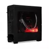PC korpusas IBOX ORCUS X14 Midi Tower Juoda — ITX/ATX, šoninis langas, raudonas apšvietimas, 3×3,5 col. lizdai, 2×2,5 col. lizdai, 1×5,25 col., USB 3.2 Gen1 Type-A