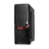 PC korpusas IBOX ORCUS X14 Midi Tower Juoda — ITX/ATX, šoninis langas, raudonas apšvietimas, 3×3,5 col. lizdai, 2×2,5 col. lizdai, 1×5,25 col., USB 3.2 Gen1 Type-A
