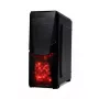 PC korpusas IBOX ORCUS X14 Midi Tower Juoda — ITX/ATX, šoninis langas, raudonas apšvietimas, 3×3,5 col. lizdai, 2×2,5 col. lizdai, 1×5,25 col., USB 3.2 Gen1 Type-A