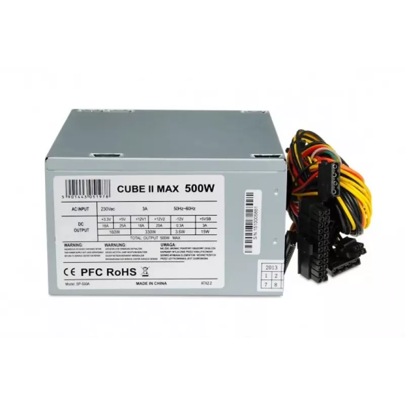 IBOX Cube Ii maitinimo šaltinis Unit 500 W 20+4 Pin ATX ATX Sidabrinė