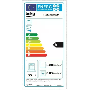 Beko FSE52320DWD viryklė Laisvai pastatoma viryklė Elektrinė Dujinė Balta