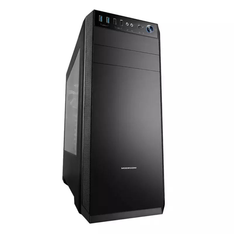 PC korpusas MODECOM Oberon Pro Midi Tower — juodas, ATX/ITX/Micro ATX, grūdintas stiklas, iki 395 mm GPU