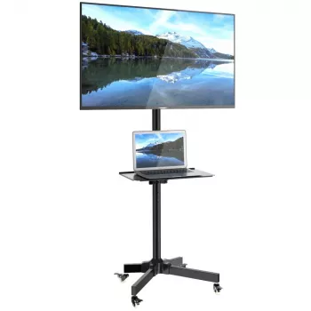 Techly Trolley Floor Stand LCD/LED/Plasma 23 inch-55 inch, 58.4 cm (23 inch), 139.7 cm (55 inch), 50 x 50 mm, 400 x 400 mm, -15 - 15°, Juoda
