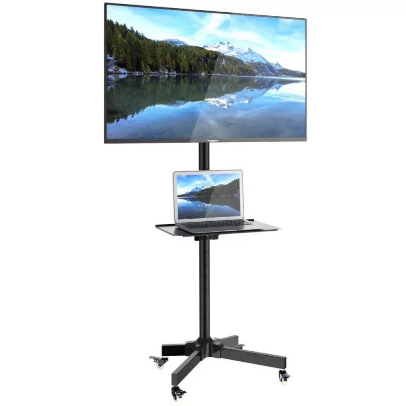 Techly Trolley Floor Stand LCD/LED/Plasma 23 inch-55 inch, 58.4 cm (23 inch), 139.7 cm (55 inch), 50 x 50 mm, 400 x 400 mm, -15 - 15°, Juoda