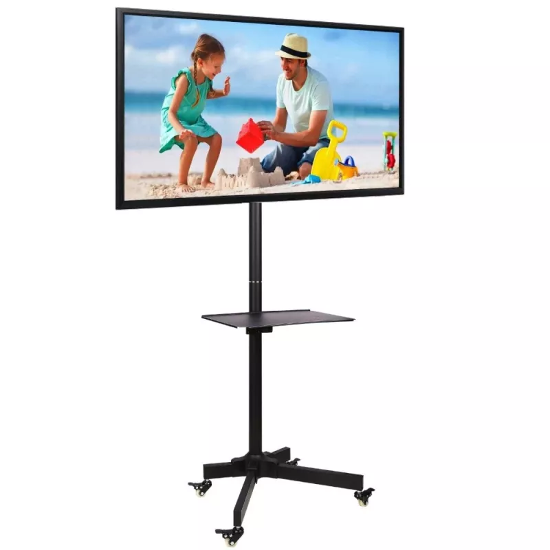 Techly Trolley Floor Stand LCD/LED/Plasma 23 inch-55 inch, 58.4 cm (23 inch), 139.7 cm (55 inch), 50 x 50 mm, 400 x 400 mm, -15 - 15°, Juoda
