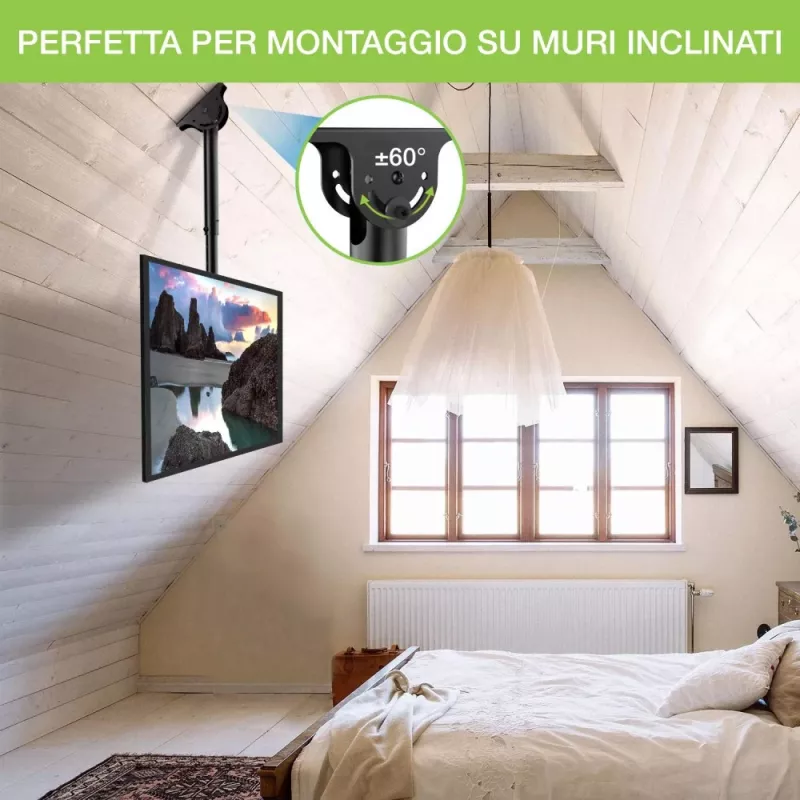 Techly teleskopinis lubų laikiklis iki 1,6 m LED TV LCD 23-42 coliai ICA-CPLB 922L