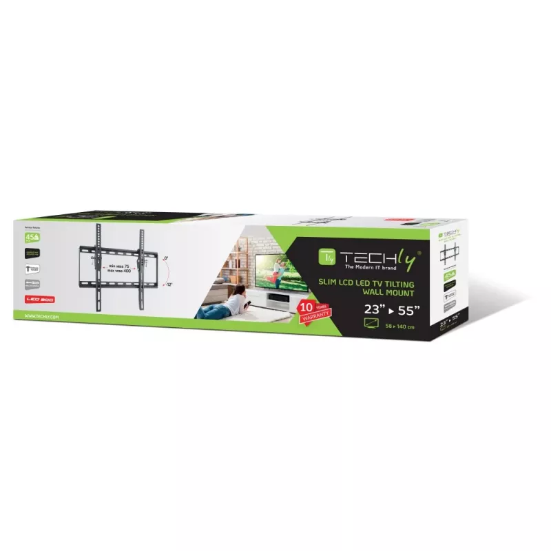 Techly Pasukamas sieninis laikiklis LED LCD televizoriui 23-55 Juoda” ICA-PLB 161M