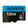 ADATA MicroSDXC 128 GB UHS-I Class 10 atminties kortelė — 85 MB/s skaitymas, 25 MB/s rašymas, atspari vandeniui, su SD adapteriu