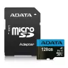 ADATA MicroSDXC 128 GB UHS-I Class 10 atminties kortelė — 85 MB/s skaitymas, 25 MB/s rašymas, atspari vandeniui, su SD adapteriu